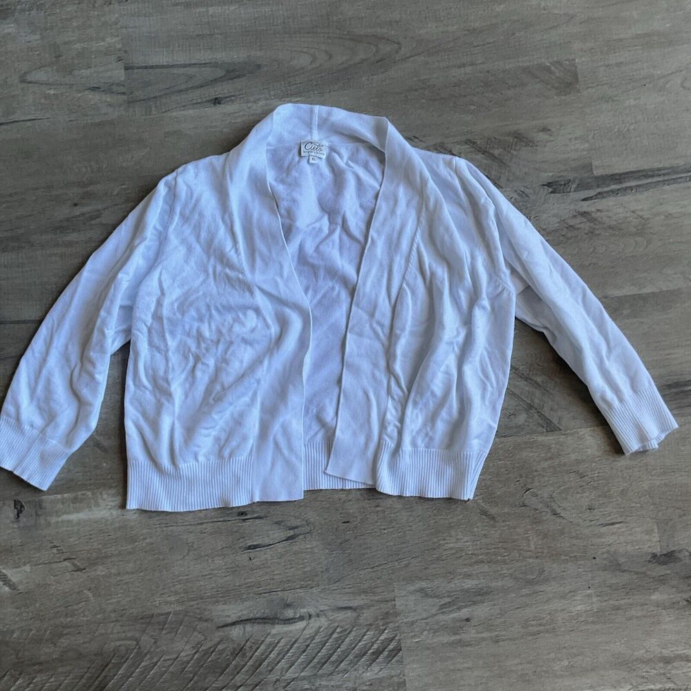 Cielo White Open Front Cardigan 3/4 Sleeve XL Girls